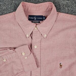 Ralph Lauren Custom Fit Oxford Shirt Mens 16‎ 34/35 Pink Button Up Long Sleeve